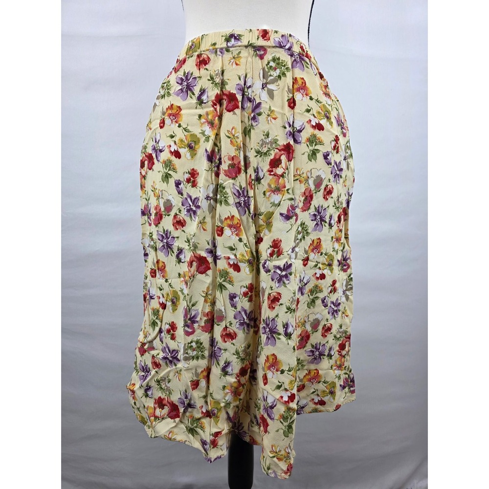 Susan Bristol New Traditions Vintage Floral Rayon Skirt Cream Petite Small